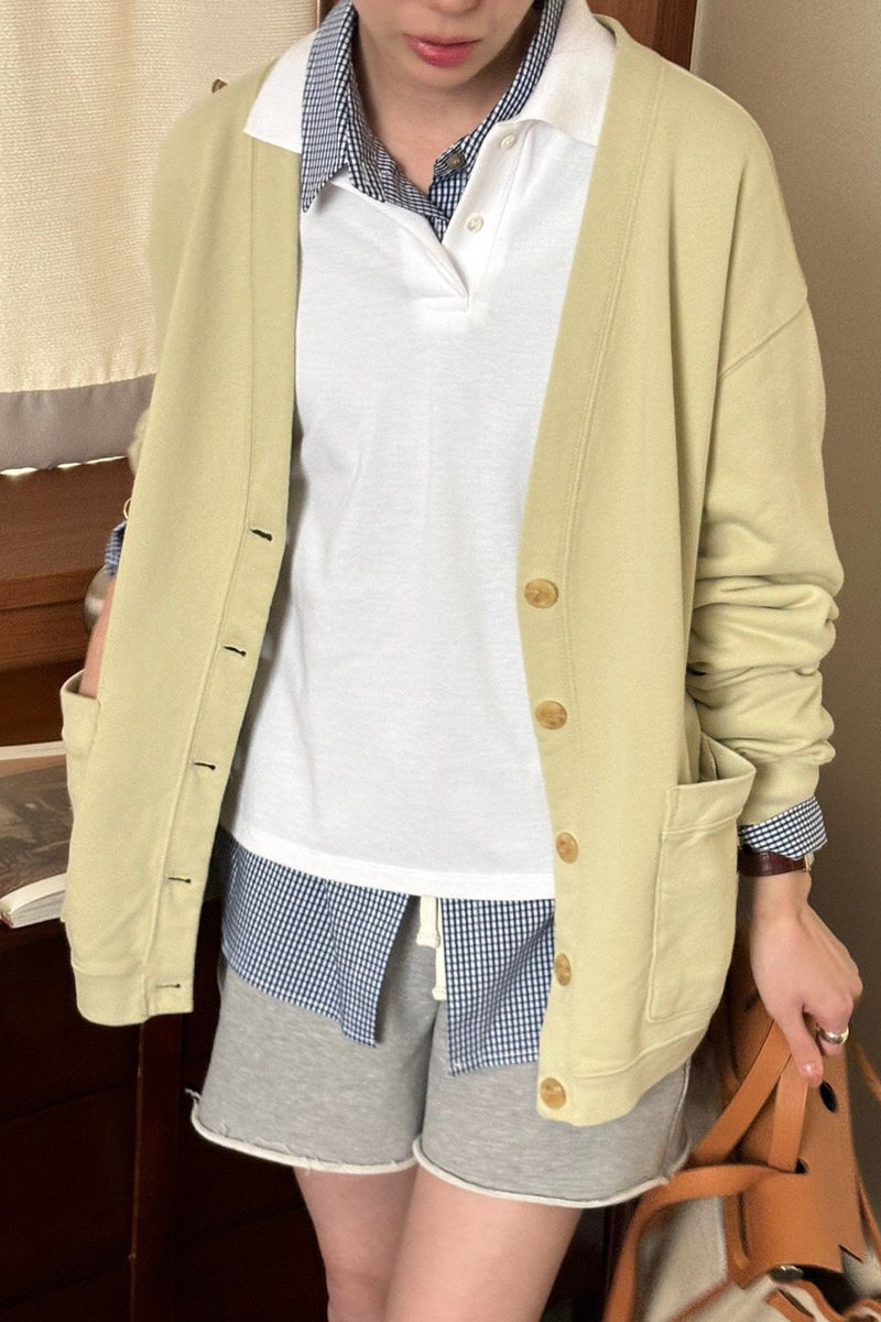 Washed V Cardigan