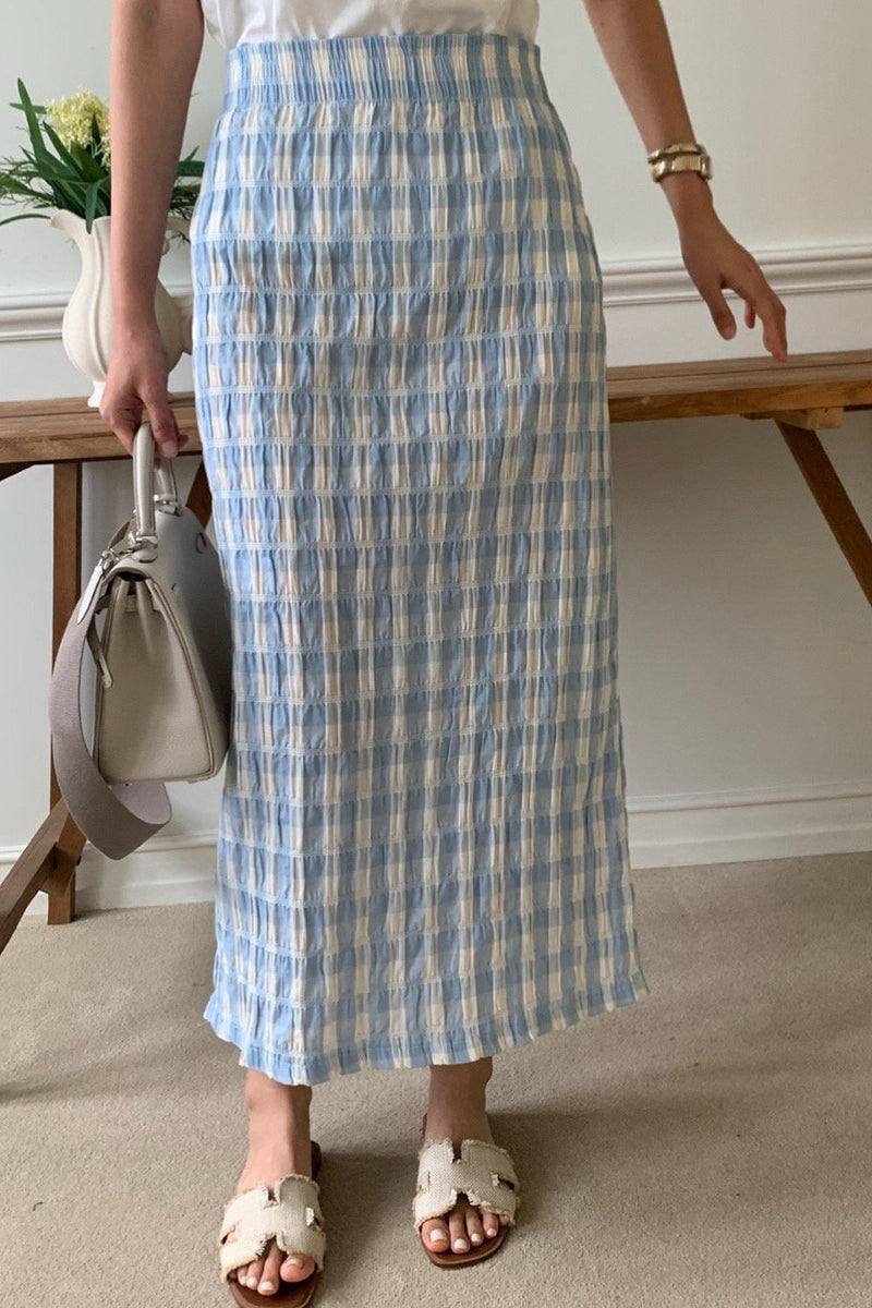 Crinkle Gingham Skirt