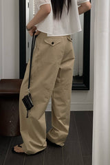 Curved-Seam Cotton Slacks