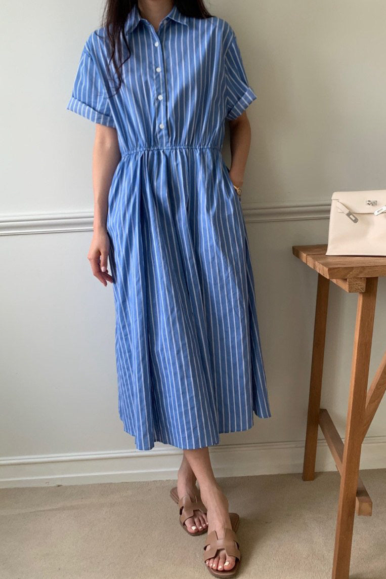 Breezy Stripe Pintuck Dress