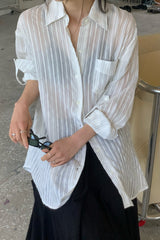 Linen Stripe Loose Shirt