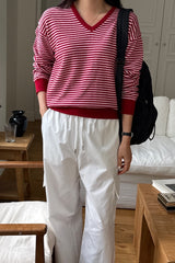 Stripe V-Neck Knit