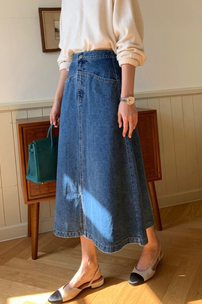 Seamline Denim Skirt