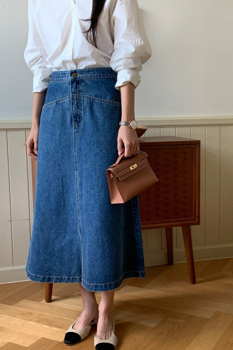 Seamline Denim Skirt