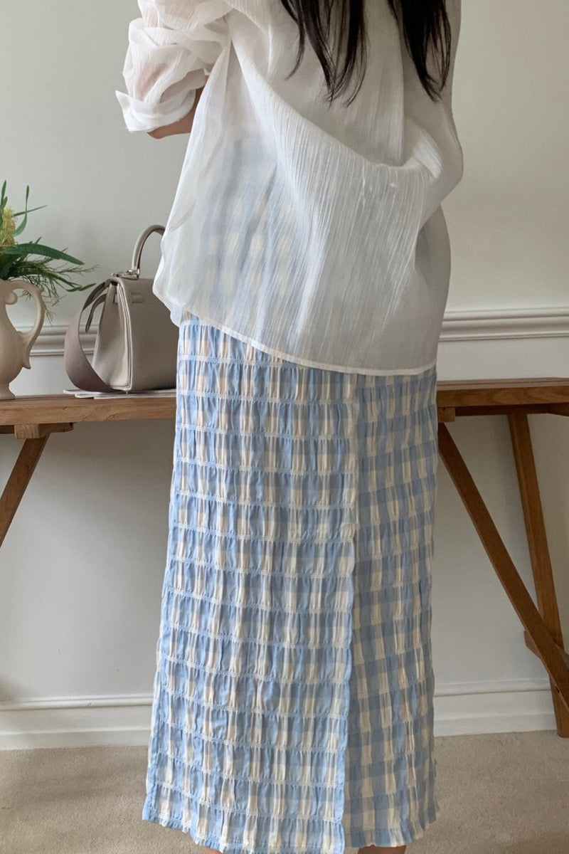 Crinkle Gingham Skirt