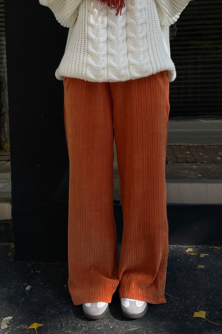 Loose Corduroy Banded Pants