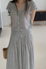Summer Cardigan Pleat Set