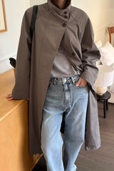 Modern High Collar Trench