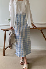 Crinkle Gingham Skirt