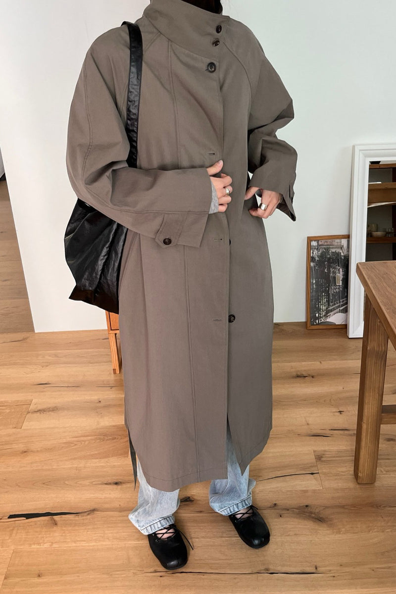 Modern High Collar Trench