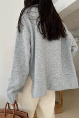 Wool Collar Zip Up Cardigan