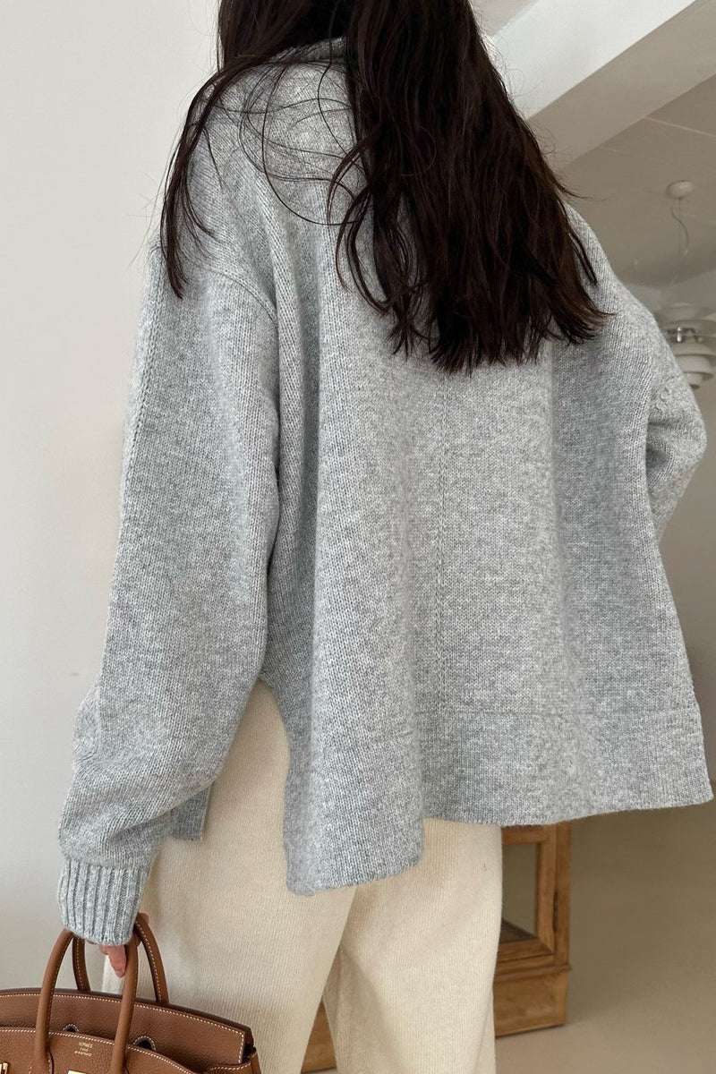 Wool Collar Zip Up Cardigan