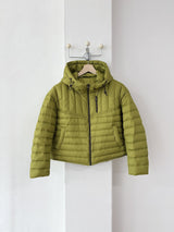 Lightweight Down Puffer Jacket in Olive, women's lightweight down hooded puffer jacket