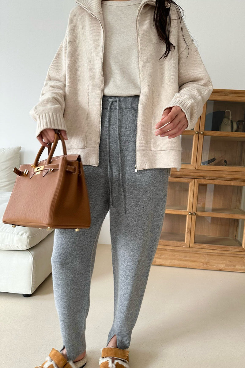 Wool Collar Zip Up Cardigan