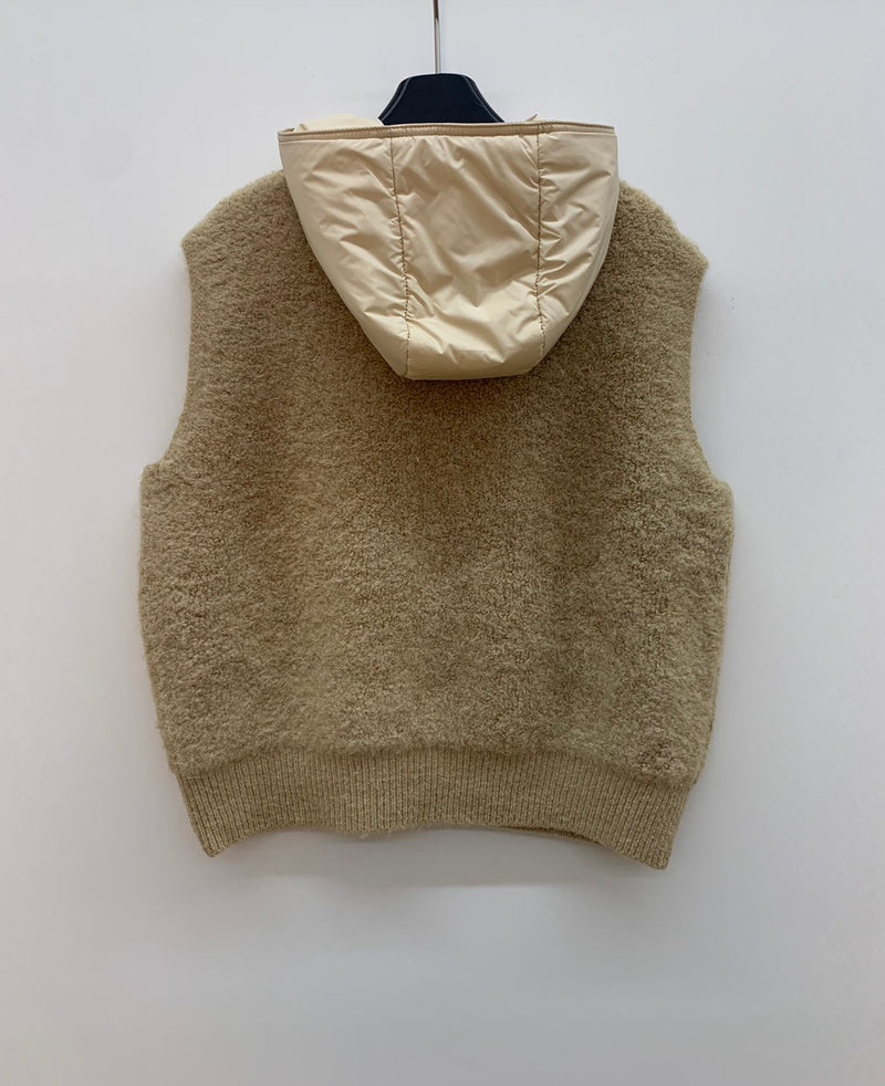 Boucle Hood Zip-Up Vest