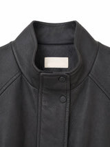 Leather Blouson Jacket in black, women's faux leather blouson jacket