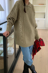 Wool Collar Tunic Sweater