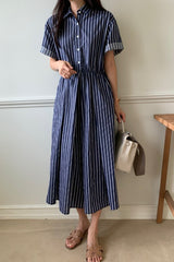 Breezy Stripe Pintuck Dress