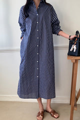 Clean Stripe Shirt Dress