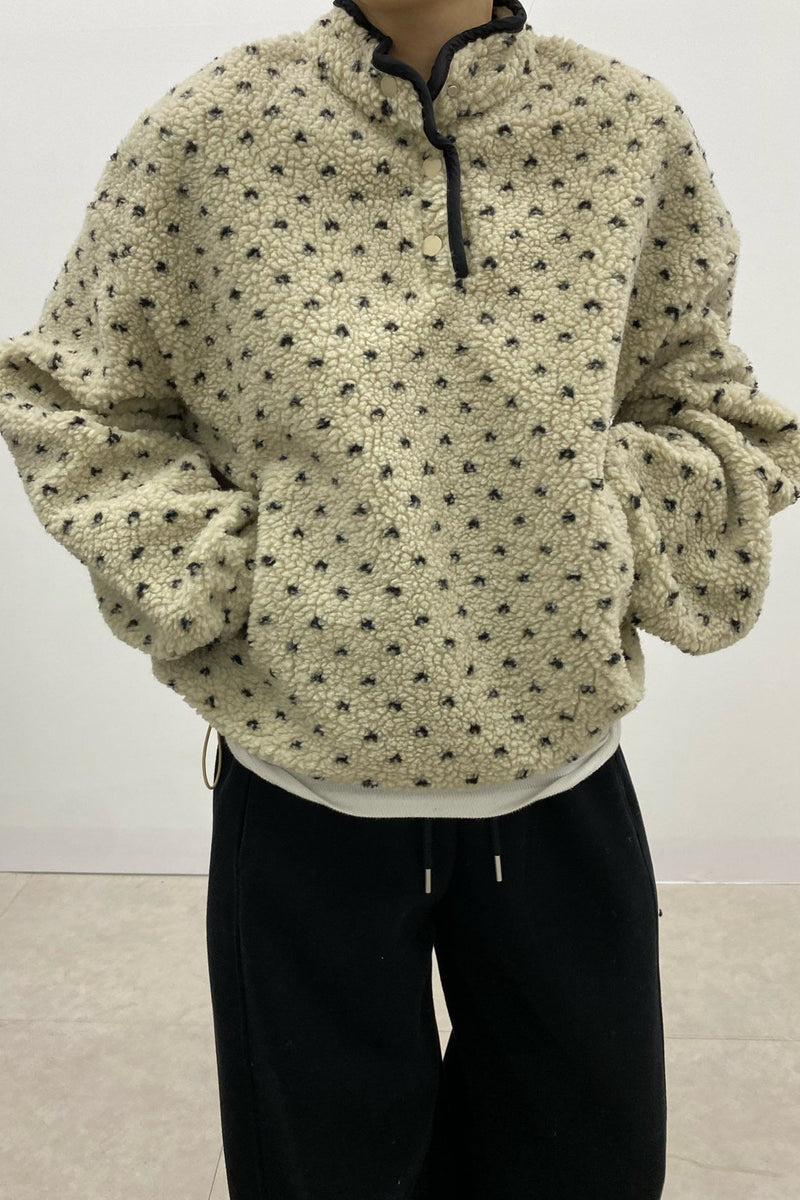 Dumble Dot Fleece Half-Snap Top