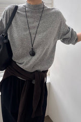Way Turtleneck Knit in Grey, two-way wool mock neck sweater