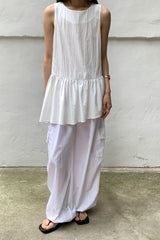 Crinkle Peplum Sleeveless Blouse