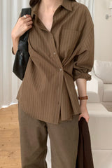 Moburn Stripe Wrap Shirt