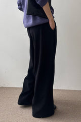 Corduroy Banding Pants in Black, women's wide leg corduroy pants