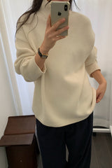 Flora Wool Turtleneck in Ivory, women's wool turtleneck sweater