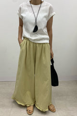 Linen Frill Wide Pants