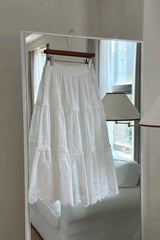 Tiered Eyelet Maxi Skirt