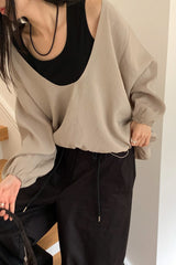Deep U Neck Blouse