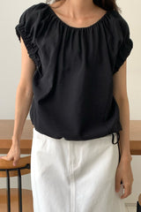 Ruffle Sleeve Drawstring Blouse