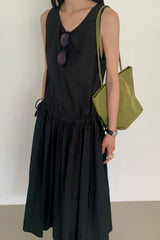 Drawstring Waist Gathered Dress