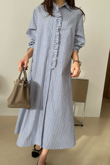 Stripe Frill Shirt Dress