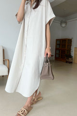 Cuff Sleeve Long Shirt Dress