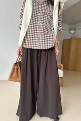 Pintuck Wide Trouser in brown, women's pintuck wide leg trousers
