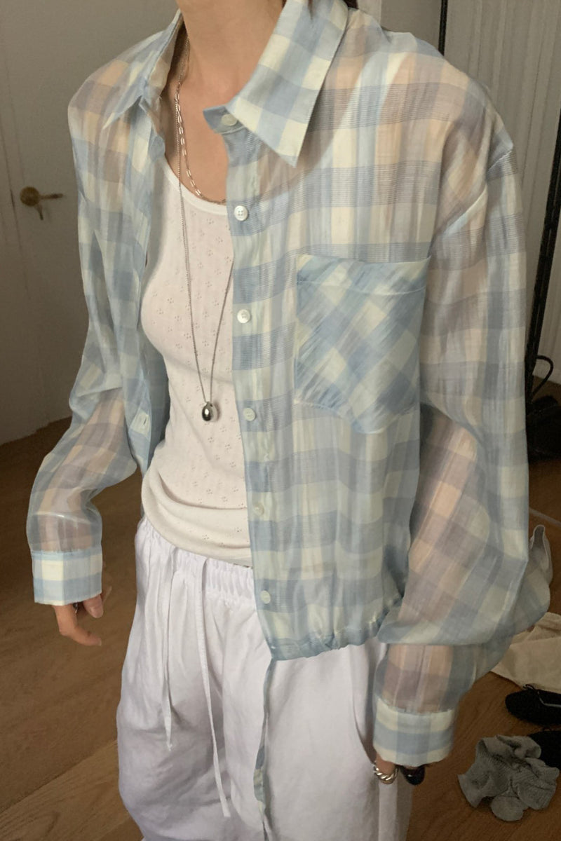 Sheer Gingham Blouse