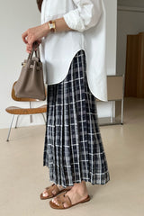 Check Pleat Banded Skirt