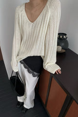 Airy V-Neck Knit Top
