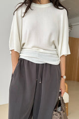 Shirring Wide Knit Tee