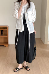 Pocket Linen Shirring Jacket