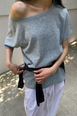 Stripe Off-Shoulder Tee