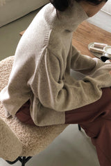Side Slit Turtleneck Sweater