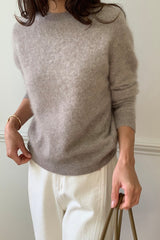Wool Cashmere Sweater in Beige, women's wool cashmere sweater