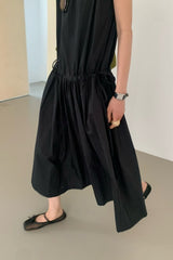 Drawstring Waist Gathered Dress