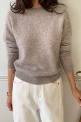 Wool Cashmere Sweater in Beige, women's wool cashmere sweater