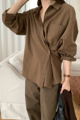 Moburn Stripe Wrap Shirt