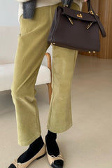 Jen Span Pants in Olive, stretch corduroy bootcut pants