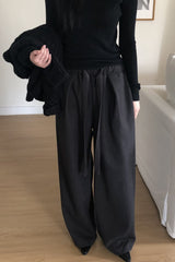 Soft Tie-Waist Wide Slacks